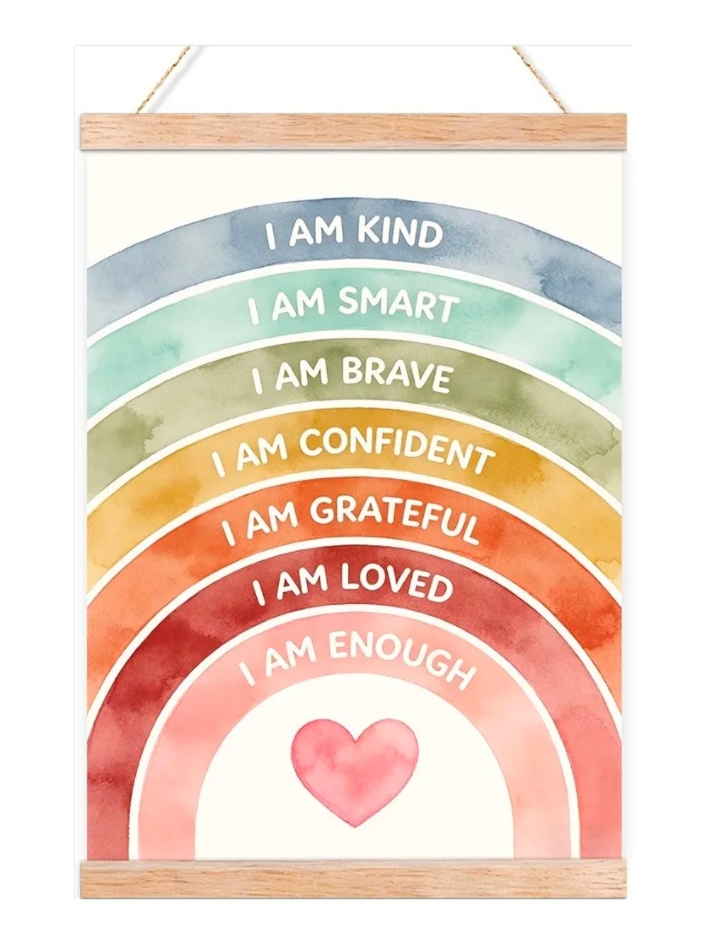 Positive Affirmations Rainbow Wall Art Linen Banner